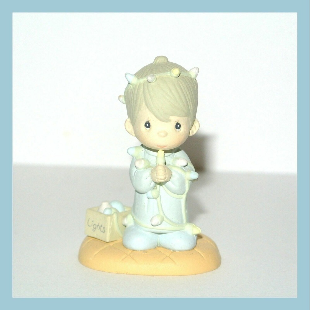 Precious Moments #575496 May Your Christmas Be Delightful Mini Figurine Boy 1990